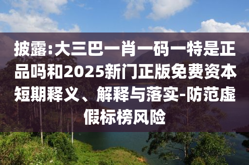披露:大三巴一肖一碼一特是正品嗎和2025新門正版免費(fèi)資本短期釋義、解釋與落實(shí)-防范虛假標(biāo)榜風(fēng)險(xiǎn)