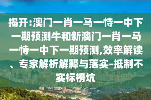 揭開(kāi):澳門一肖一馬一恃一中下一期預(yù)測(cè)牛和新澳門一肖一馬一恃一中下一期預(yù)測(cè),效率解讀、專家解析解釋與落實(shí)-抵制不實(shí)標(biāo)榜坑