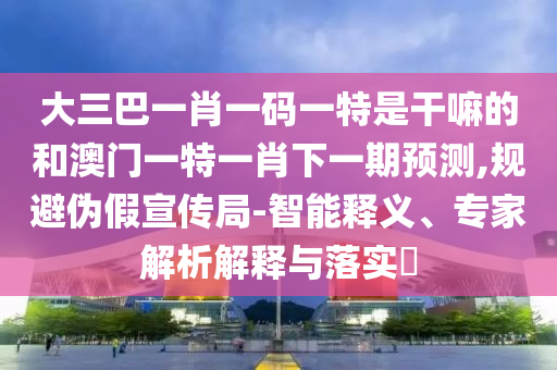 大三巴一肖一碼一特是干嘛的和澳門一特一肖下一期預(yù)測,規(guī)避偽假宣傳局-智能釋義、專家解析解釋與落實(shí)?