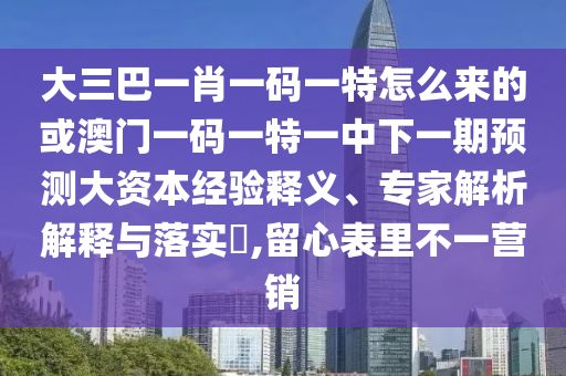 大三巴一肖一碼一特怎么來(lái)的或澳門一碼一特一中下一期預(yù)測(cè)大資本經(jīng)驗(yàn)釋義、專家解析解釋與落實(shí)?,留心表里不一營(yíng)銷