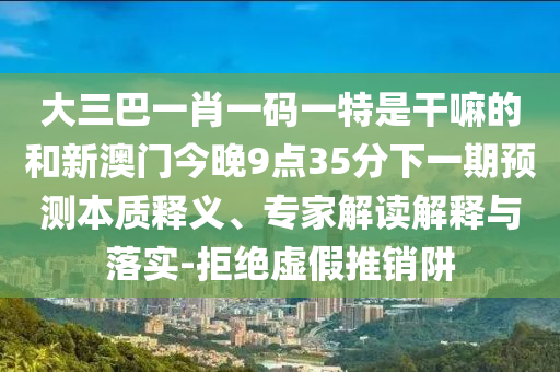 大三巴一肖一碼一特是干嘛的和新澳門今晚9點35分下一期預測本質釋義、專家解讀解釋與落實-拒絕虛假推銷阱