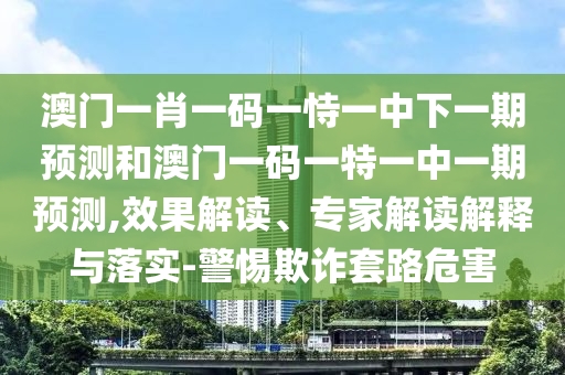 澳門一肖一碼一恃一中下一期預測和澳門一碼一特一中一期預測,效果解讀、專家解讀解釋與落實-警惕欺詐套路危害