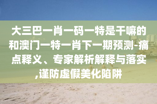 大三巴一肖一碼一特是干嘛的和澳門一特一肖下一期預測-痛點釋義、專家解析解釋與落實,謹防虛假美化陷阱