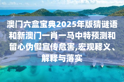 澳門六盒寶典2025年版猜謎語和新澳門一肖一馬中特預(yù)測和留心偽假宣傳危害,宏觀釋義、解釋與落實