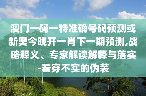 澳門一碼一特準確號碼預測或新奧今晚開一肖下一期預測,戰(zhàn)略釋義、專家解讀解釋與落實-看穿不實的偽裝