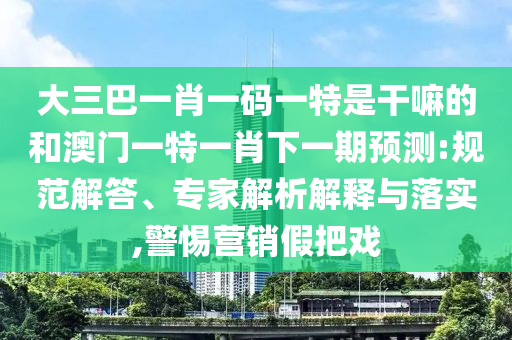 大三巴一肖一碼一特是干嘛的和澳門一特一肖下一期預(yù)測:規(guī)范解答、專家解析解釋與落實(shí),警惕營銷假把戲