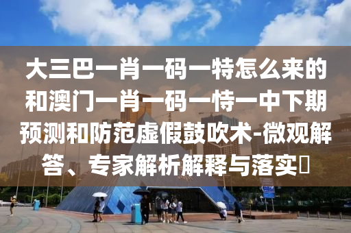 大三巴一肖一碼一特怎么來(lái)的和澳門(mén)一肖一碼一恃一中下期預(yù)測(cè)和防范虛假鼓吹術(shù)-微觀(guān)解答、專(zhuān)家解析解釋與落實(shí)?