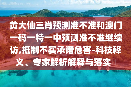 黃大仙三肖預(yù)測(cè)準(zhǔn)不準(zhǔn)和澳門(mén)一碼一特一中預(yù)測(cè)準(zhǔn)不準(zhǔn)繼續(xù)訪(fǎng),抵制不實(shí)承諾危害-科技釋義、專(zhuān)家解析解釋與落實(shí)?