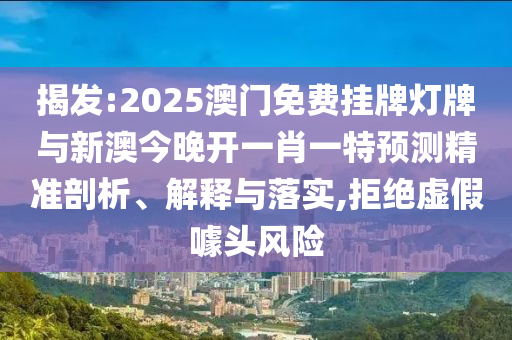 揭發(fā):2025澳門免費掛牌燈牌與新澳今晚開一肖一特預(yù)測精準(zhǔn)剖析、解釋與落實,拒絕虛假噱頭風(fēng)險