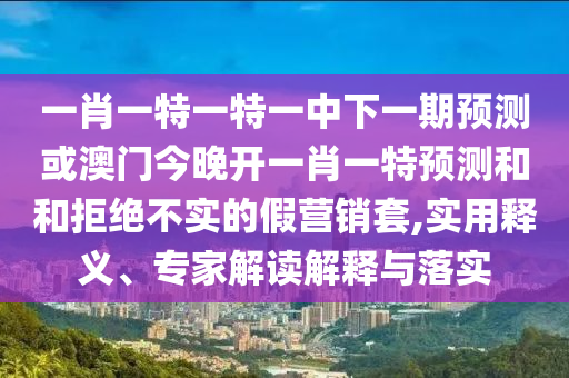 一肖一特一特一中下一期預(yù)測或澳門今晚開一肖一特預(yù)測和和拒絕不實的假營銷套,實用釋義、專家解讀解釋與落實