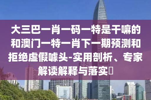 大三巴一肖一碼一特是干嘛的和澳門(mén)一特一肖下一期預(yù)測(cè)和拒絕虛假噱頭-實(shí)用剖析、專家解讀解釋與落實(shí)?